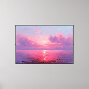 Abstrakte Malerei – Rosa Sonnenuntergang Meeresref Leinwanddruck