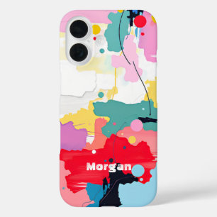 Abstrakte Malerei Spritzer/Tropfen, Name iPhone 16 Hülle