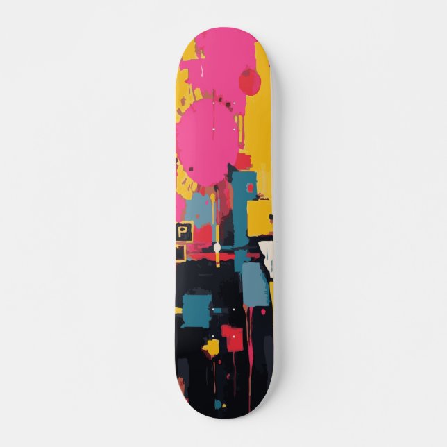 Abstrakte Malerei-Spritzer und Farbblock-Straßenku Skateboard (Vorne)