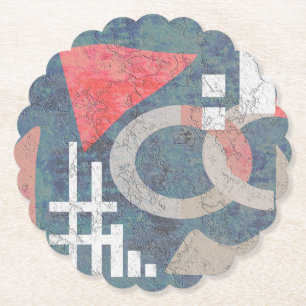 Abstrakte Malerei vintage altblau Koralle Abstract Untersetzer