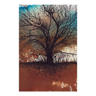 Abstrakte Malereien Landschaft Wasserfarben Weinro Poster