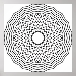 Abstrakte Mandala-Malvorlage Zickzack-Muster-Kunst Poster