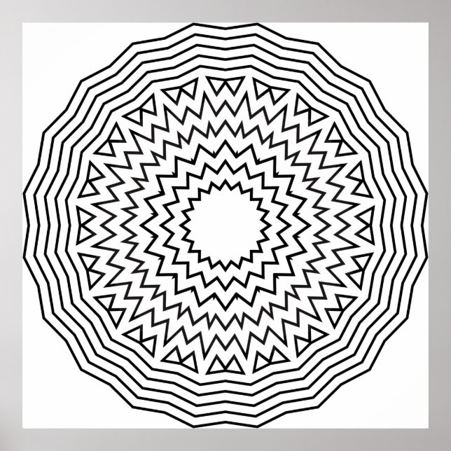 Abstrakte Mandala-Malvorlage Zickzack-Muster-Kunst Poster (Vorne)