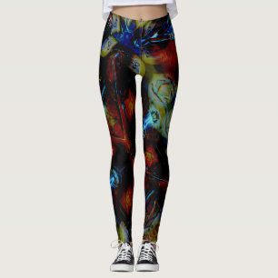 Abstrakte Mandeln unter deformiertem Dunkelglas Leggings