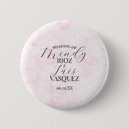 Abstrakte Marmor-Hochzeitsskript Rosa Schwarz  Button