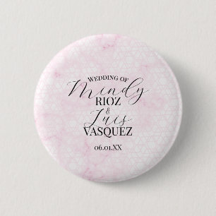 Abstrakte Marmor-Hochzeitsskript Rosa Schwarz Button