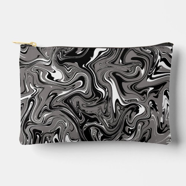 Abstrakte Marmor-Illustration Schwarz Zubehörtasche (Vorderseite)