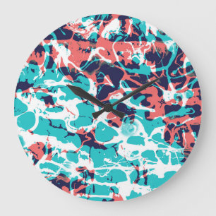 Abstrakte Marmorierte Papierkunst Hintergrund Große Wanduhr