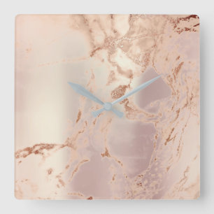 Abstrakte Marmorierungperlige erröten rosa Quadratische Wanduhr