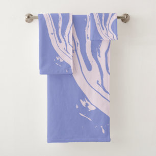 Abstrakte Marmorkunst in Lavendel Lila und rosa Badhandtuch Set