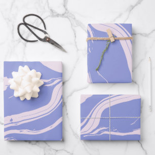 Abstrakte Marmorkunst in Lavendel und Rosa Geschenkpapier Set