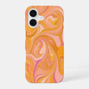 Abstrakte Marmorwirbelkunst in Gelb iPhone 16 Hülle