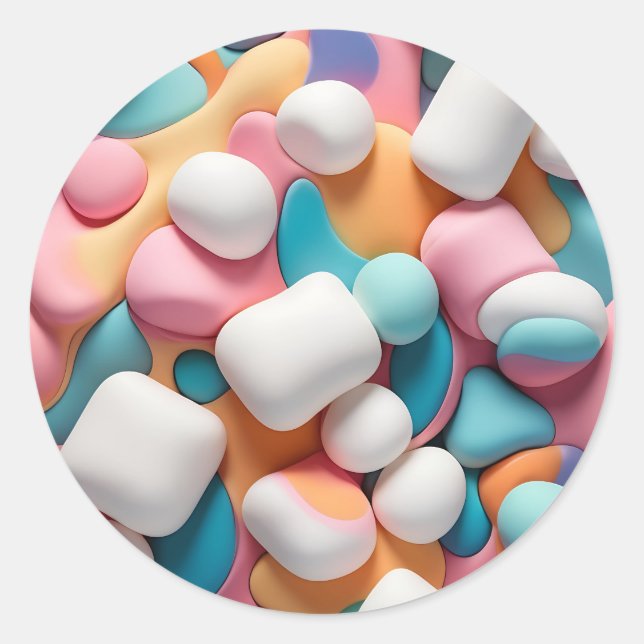 Abstrakte Marshmallows Runder Aufkleber (Vorderseite)