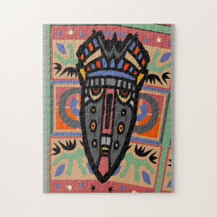 Abstrakte MAsk & Blätter, beeindruckender Stil Puzzle