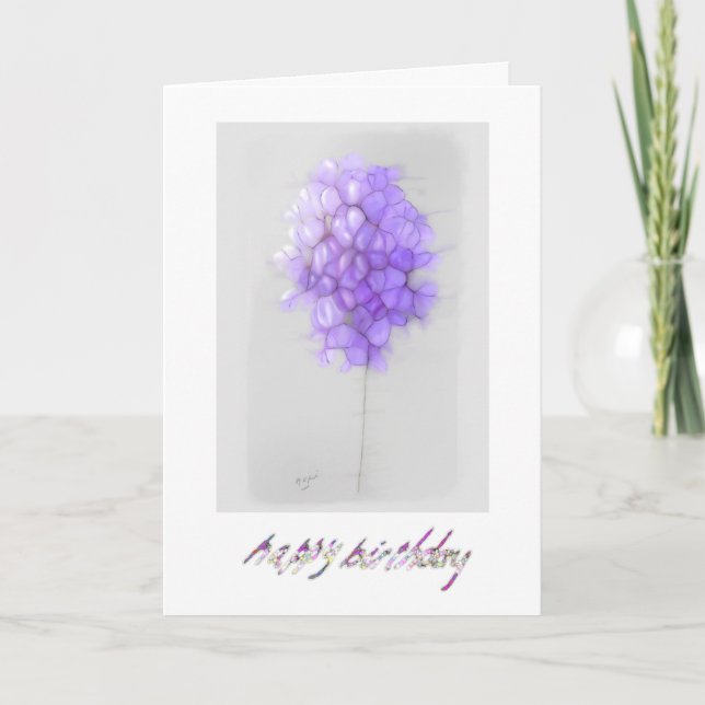 ABSTRAKTE MAUVE BLUME BIRTHDAY CARD KARTE (Vorderseite)