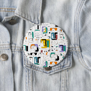 Abstrakte maya-alte Gesichter Muster 1 Button