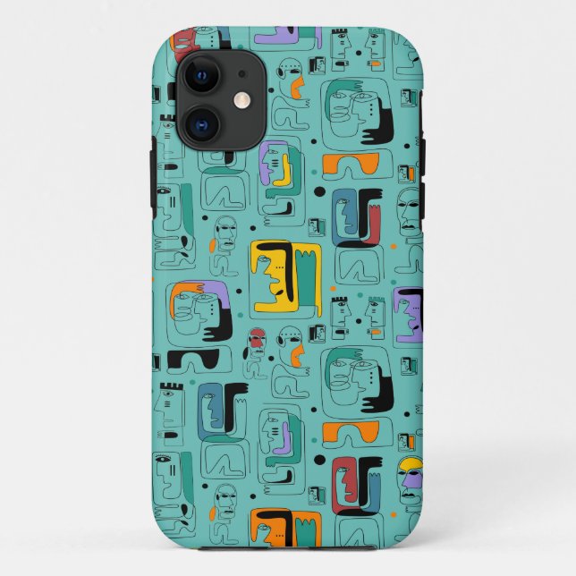 Abstrakte maya-alte Gesichter Muster 1 Case-Mate iPhone Hülle (Rückseite)