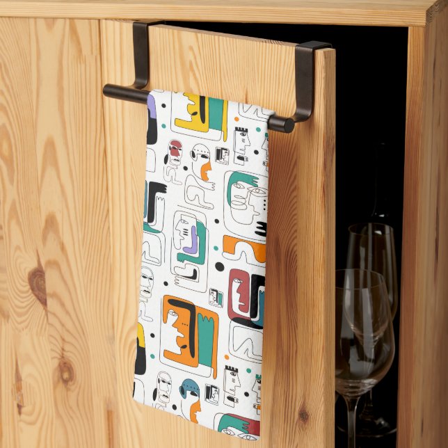 Abstrakte maya-alte Gesichter Muster 1 Geschirrtuch (Drittel gefaltet)