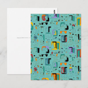 Abstrakte maya-alte Gesichter Muster 1 Postkarte