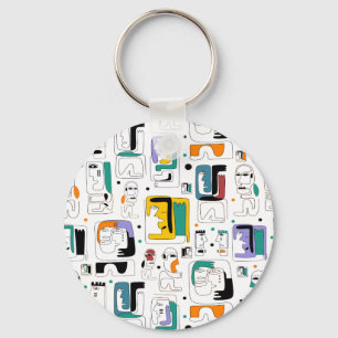 Abstrakte maya-alte Gesichter Muster 1 Schlüsselanhänger