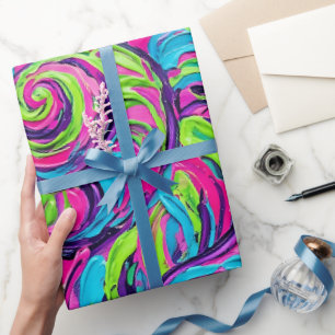 Abstrakte Meeresschnecken-Spirale-Neon-Geschenkpap Geschenkpapier