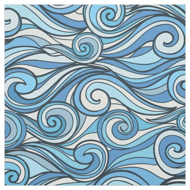 Abstrakte Meereswellen Blaues Muster Stoff (Muster)