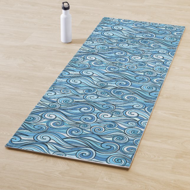 Abstrakte Meereswellen Blaues Muster Yogamatte (Beispiel)