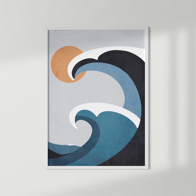 Abstrakte Meereswellen und Sonne Poster (Abstract waves poster)
