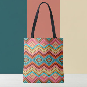 Abstrakte Mehrfarben-Zickzack-Streifen-Tasche