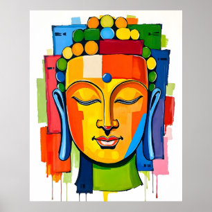 Abstrakte mehrfarbige Buddha-Malerei Poster