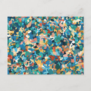 Abstrakte mehrfarbige Kunst in Shirt und Wohngesta Feiertagspostkarte