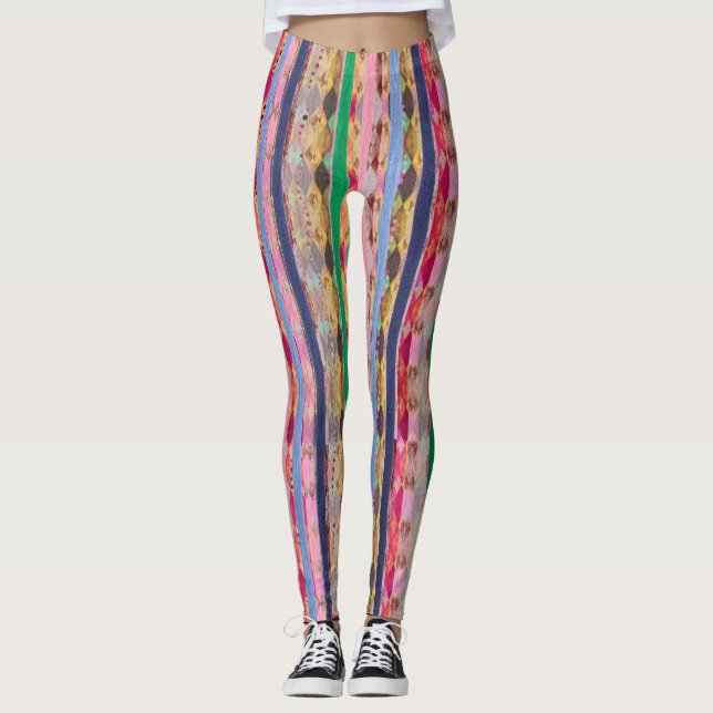 Abstrakte mehrfarbige Leggings (Vorderseite)