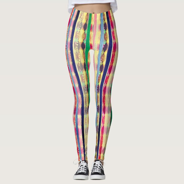 Abstrakte mehrfarbige Leggings (Vorderseite)
