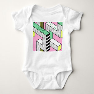 Abstrakte Memphis: 80er geometrische Formen. Baby Strampler