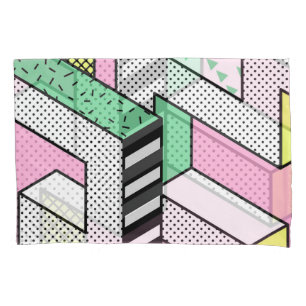 Abstrakte Memphis: 80er geometrische Formen. Kissenbezug