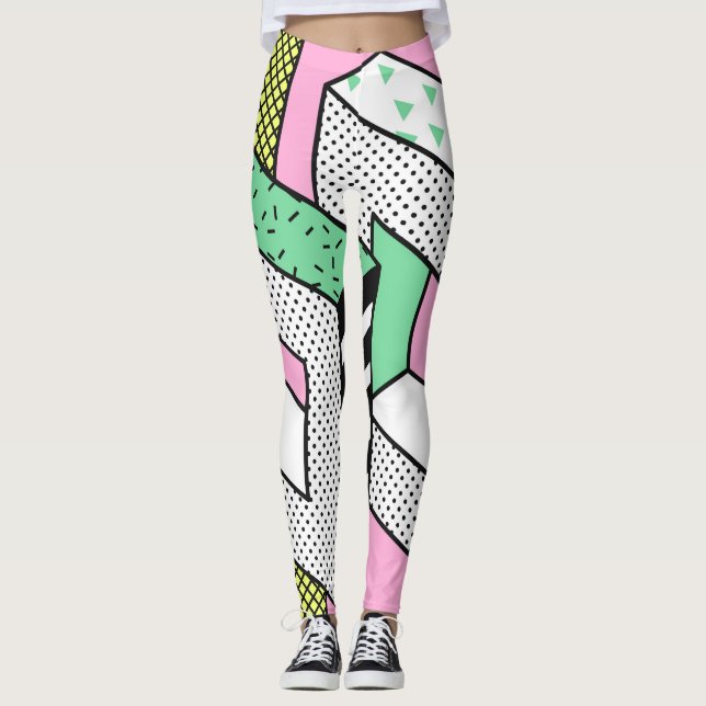 Abstrakte Memphis: 80er geometrische Formen. Leggings (Vorderseite)