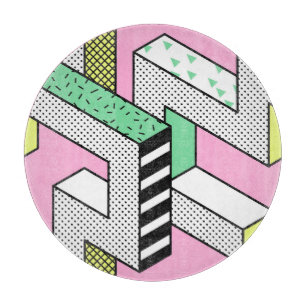 Abstrakte Memphis: 80er geometrische Formen. Schneidebrett