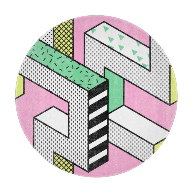 Abstrakte Memphis: 80er geometrische Formen. Schneidebrett (Vorderseite)