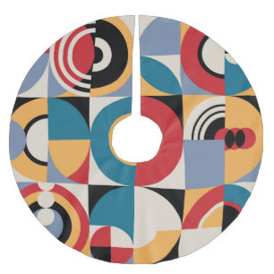 Abstrakte Memphis: Geometrischer Vintager Stil. Polyester Weihnachtsbaumdecke