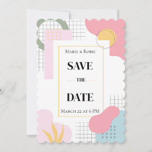 Abstrakte Memphis-Hochzeit Save The Date