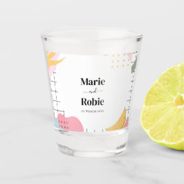 Abstrakte Memphis-Hochzeit Schnapsglas