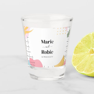 Abstrakte Memphis-Hochzeit Schnapsglas