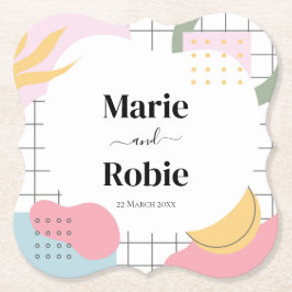 Abstrakte Memphis-Hochzeit Untersetzer