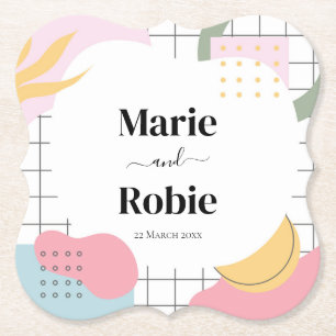 Abstrakte Memphis-Hochzeit Untersetzer