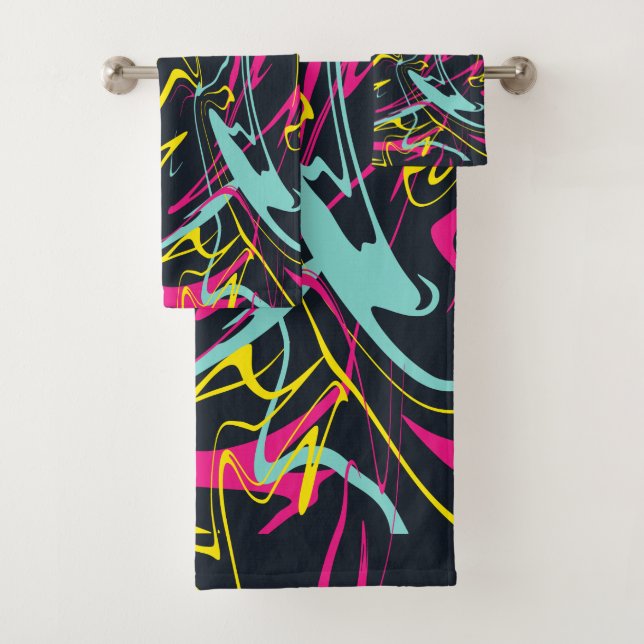 Abstrakte Memphis-Muster Badhandtuch Set (Insitu)