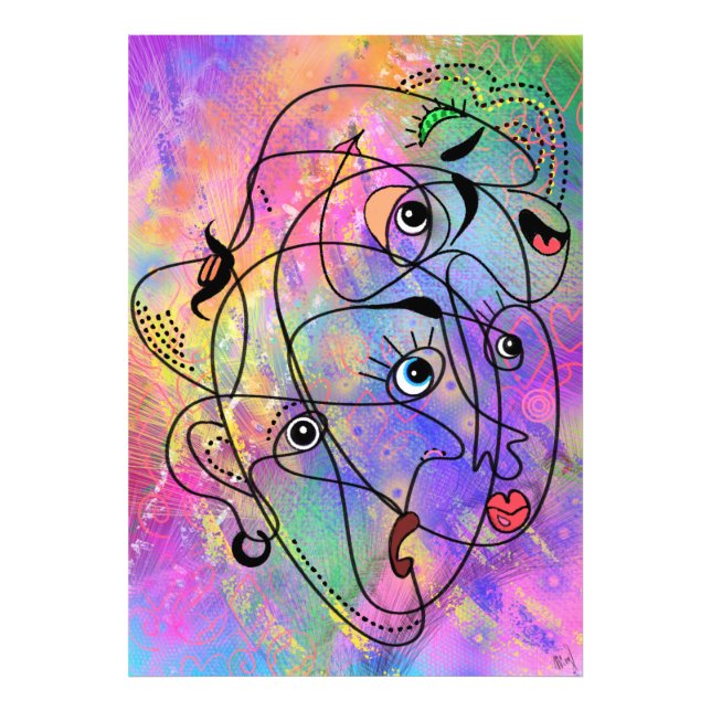 Abstrakte Menschen sehen sich Moods gegenüber - ku Fotodruck (Vorne)