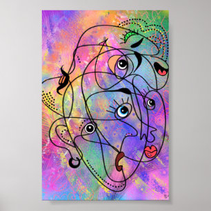 Abstrakte Menschen sehen sich Moods Poster Cubism