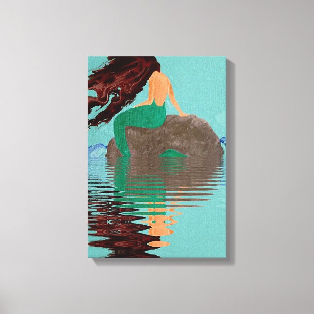 Abstrakte Mermaid Rock Water Wrapped Canvas Leinwanddruck (Vorderseite)