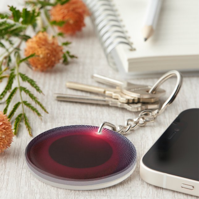 Abstrakte Metallische Echo-Kammer mit Roter Soundw Schlüsselanhänger (Vorderseite rechts)