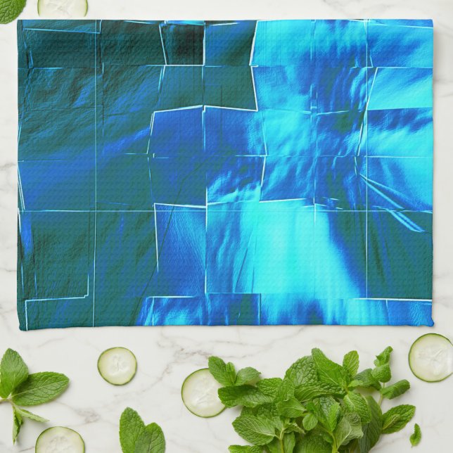 Abstrakte metallische Textur des Himmelsmosaiks Geschirrtuch (Gefaltet)